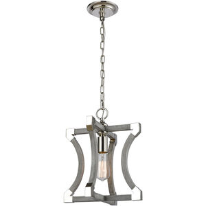 Golf Course Rd 1 Light 12 inch Gray with Polished Nickel Mini Pendant Ceiling Light, Small
