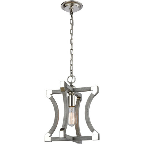 Golf Course Rd 1 Light 12 inch Polished Nickel with Gray Mini Pendant Ceiling Light