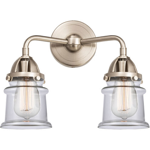 Nouveau 2 Small Canton LED 13.25 inch Brushed Satin Nickel Bath Vanity Light Wall Light in Clear Glass