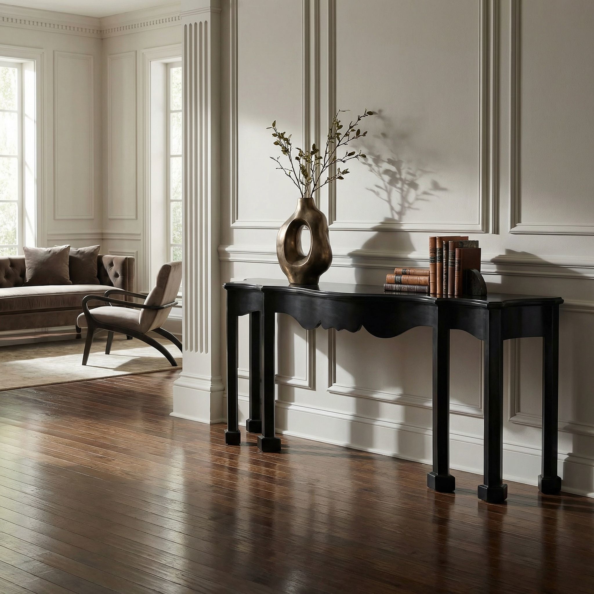 Estate 84 X 20 inch Hand Rubbed Black Console