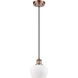 Ballston Fenton LED 7 inch Antique Copper Mini Pendant Ceiling Light in Matte White Glass, Ballston