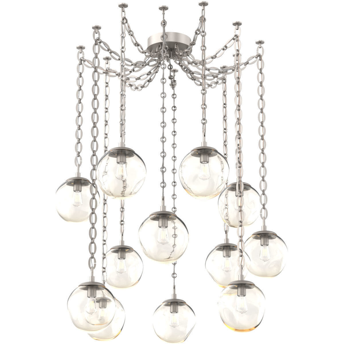 Aster 12 Light 18.7 inch Beige Silver Swag Multi-Pendant Ceiling Light in Amber, Oval Chain