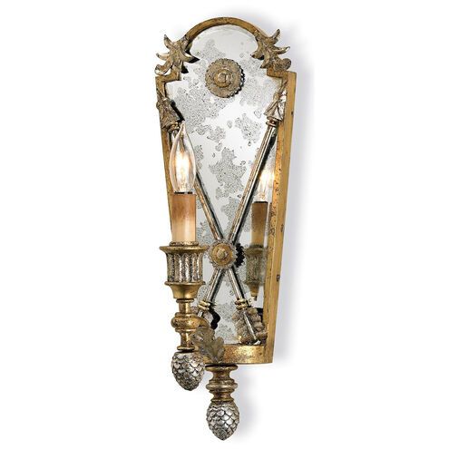 Napoli 1 Light 6 inch Gold Leaf/Majestic Silver Leaf/Antique Mirror Wall Sconce Wall Light, Lillian August Collection 