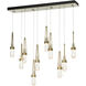 Link 10 Light 44.5 inch Modern Brass Pendant Ceiling Light in Clear Bubble, Rectangular
