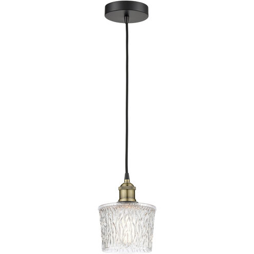 Niagra 1 Light 6.5 inch Black Antique Brass Mini Pendant Ceiling Light in Clear Glass