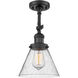 Franklin Restoration Large Cone LED 8 inch Matte Black Sconce Wall Light in Seedy Glass, Franklin Restoration