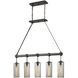 Union Square 5 Light 42.25 inch Graphite Linear Ceiling Light, Smoke Glass