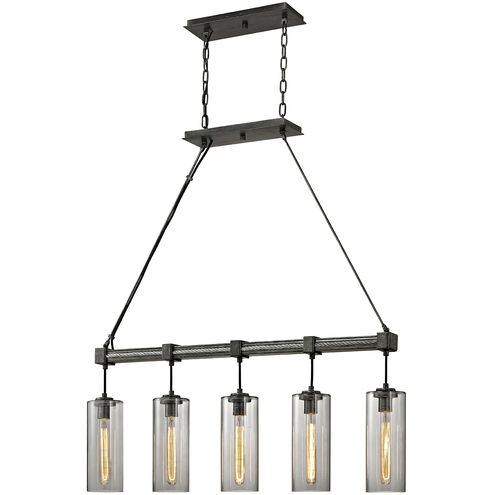 Union Square 5 Light 42.25 inch Graphite Linear Ceiling Light, Smoke Glass