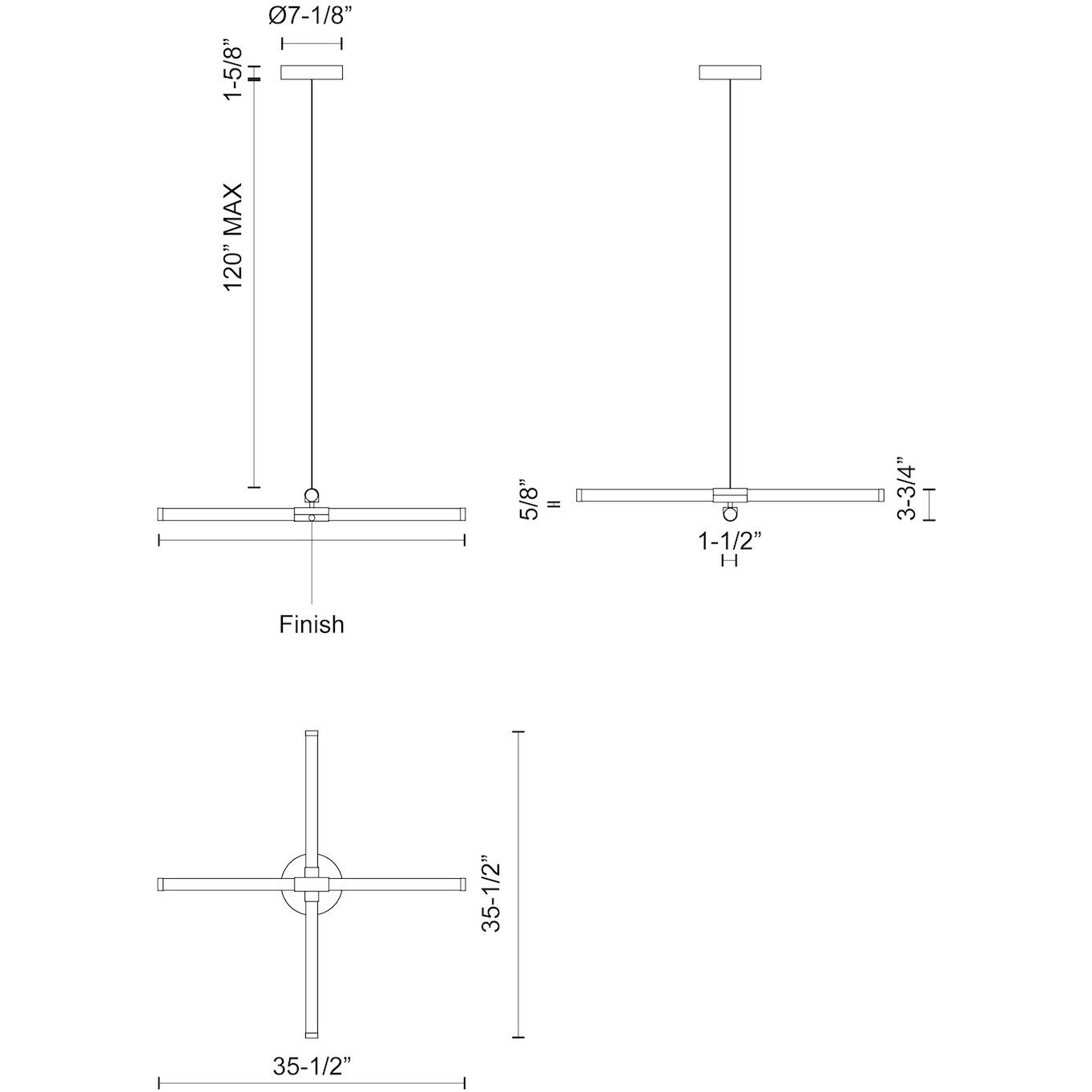 Akari LED 35.5 inch Brushed Nickel Chandelier Ceiling Light
