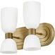 Lisa McDennon Tallulah LED 12 inch Lacquered Brass Bath Light Wall Light in 3000K, Etched Opal, 5W, Two Light, Sconce