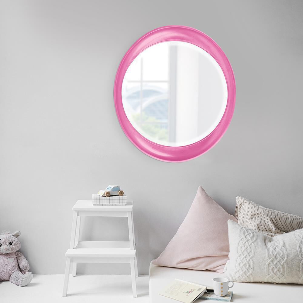 Ellipse 39 X 35 inch Glossy Hot Pink Wall Mirror