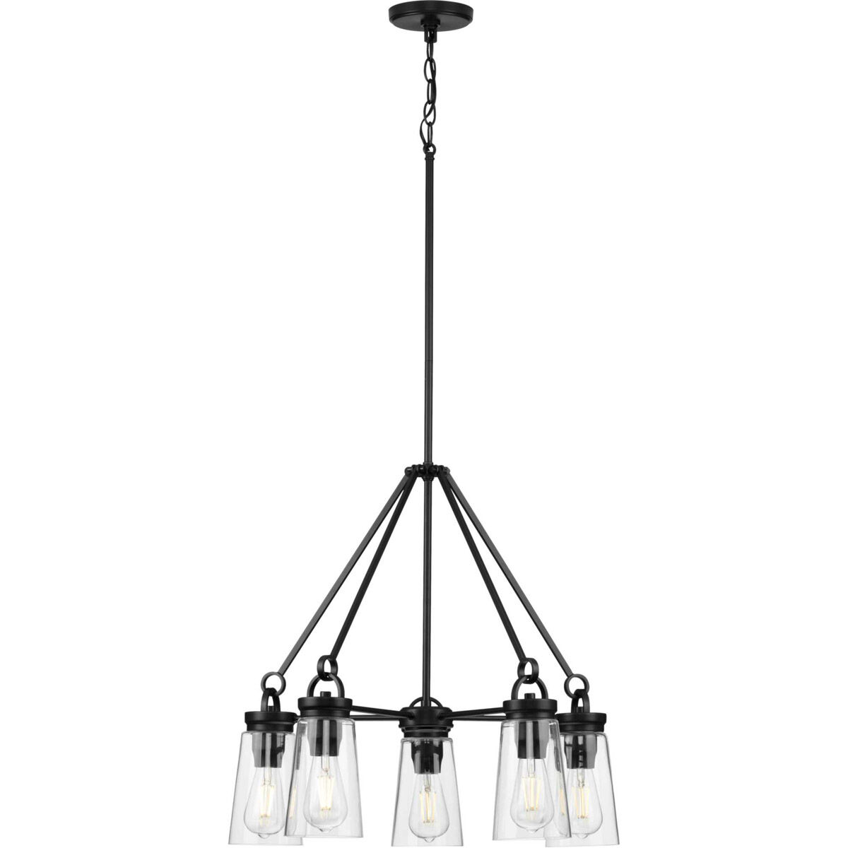Stockbrace 5 Light 24 inch Matte Black Chandelier Ceiling Light