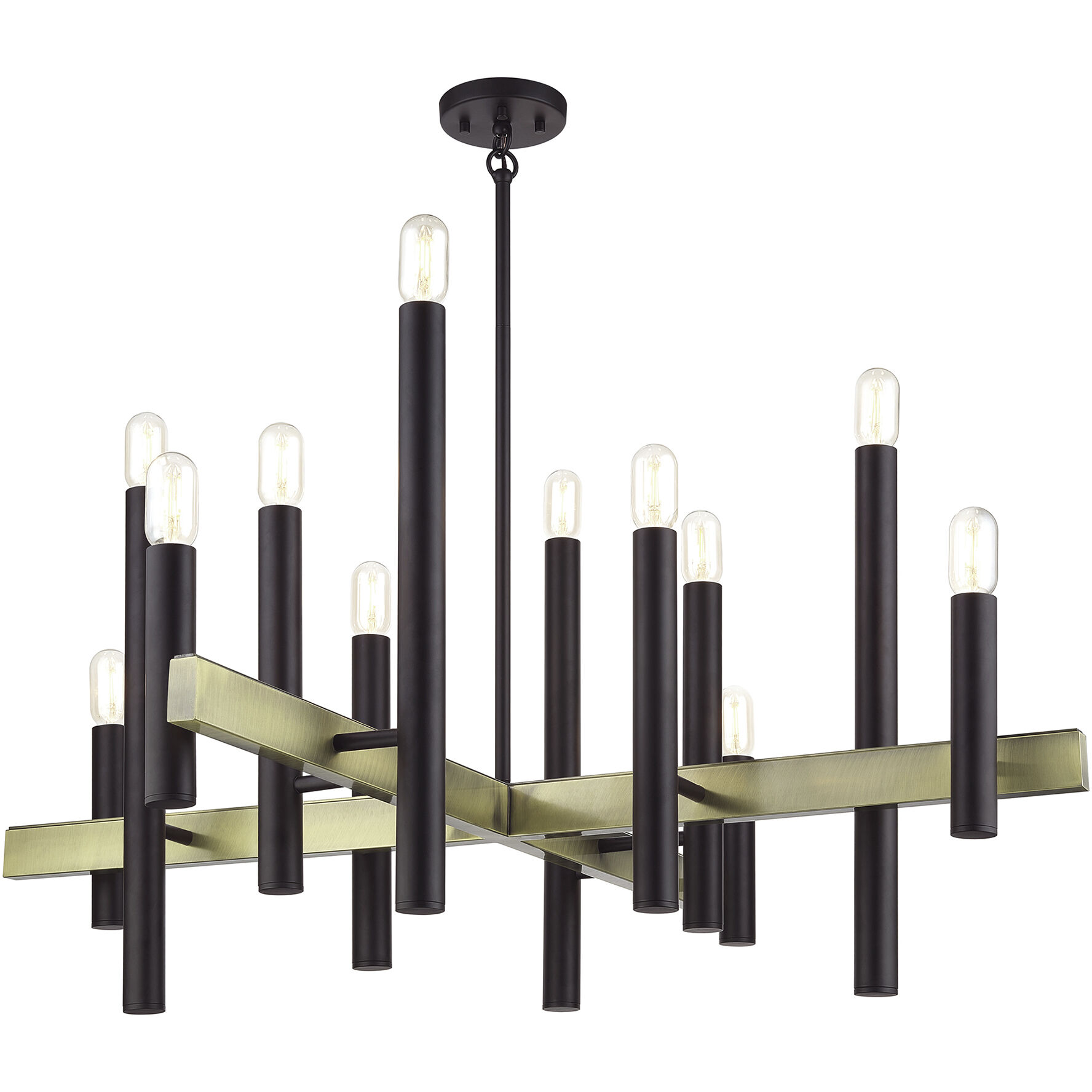 Helsinki 12 Light 44 inch Bronze with Antique Brass Accents Foyer Chandelier Ceiling Light