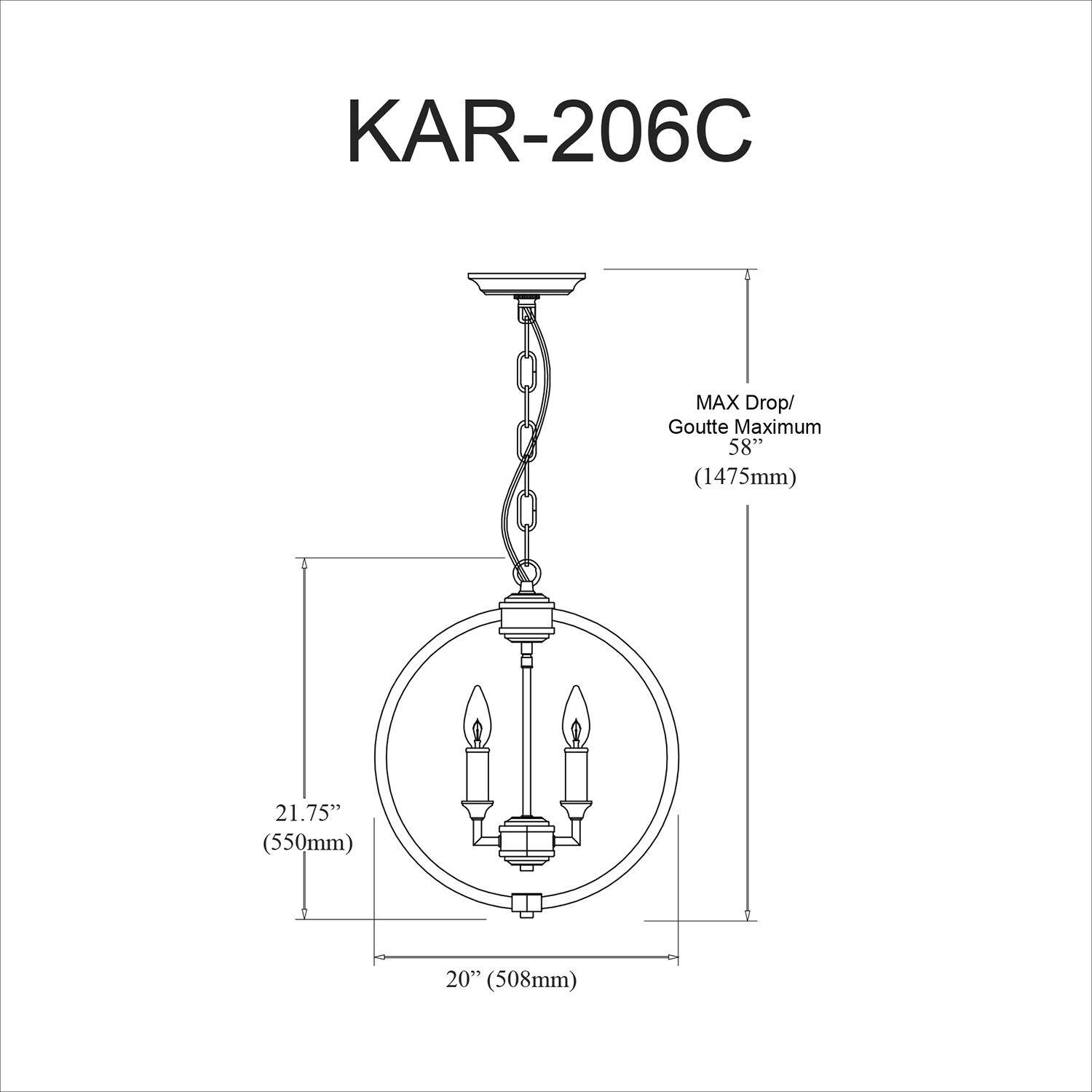 Karland LED 20 inch Polished Chrome Chandelier Ceiling Light