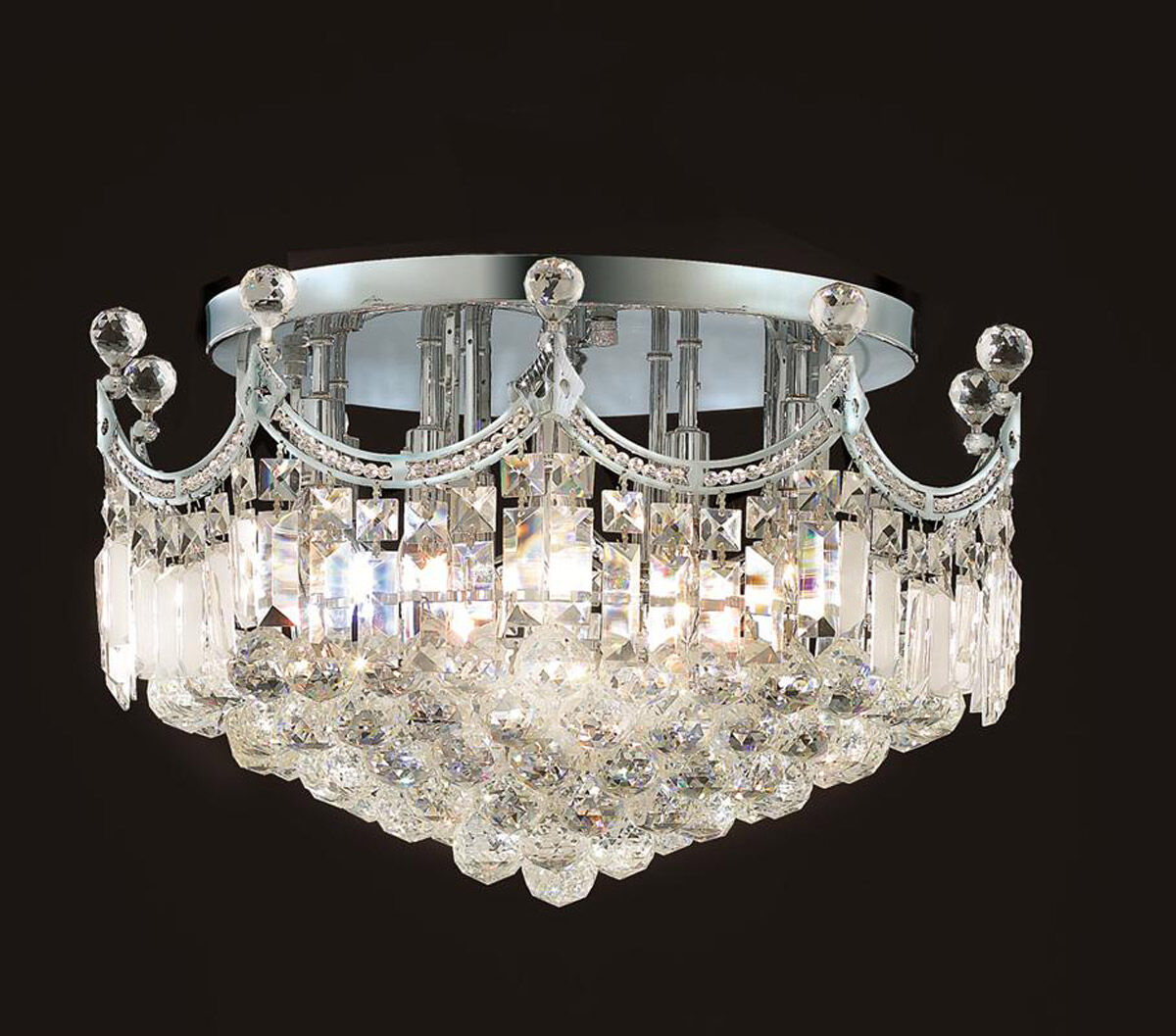 Corona 9 Light 20 inch Chrome Flush Mount Ceiling Light in Royal Cut