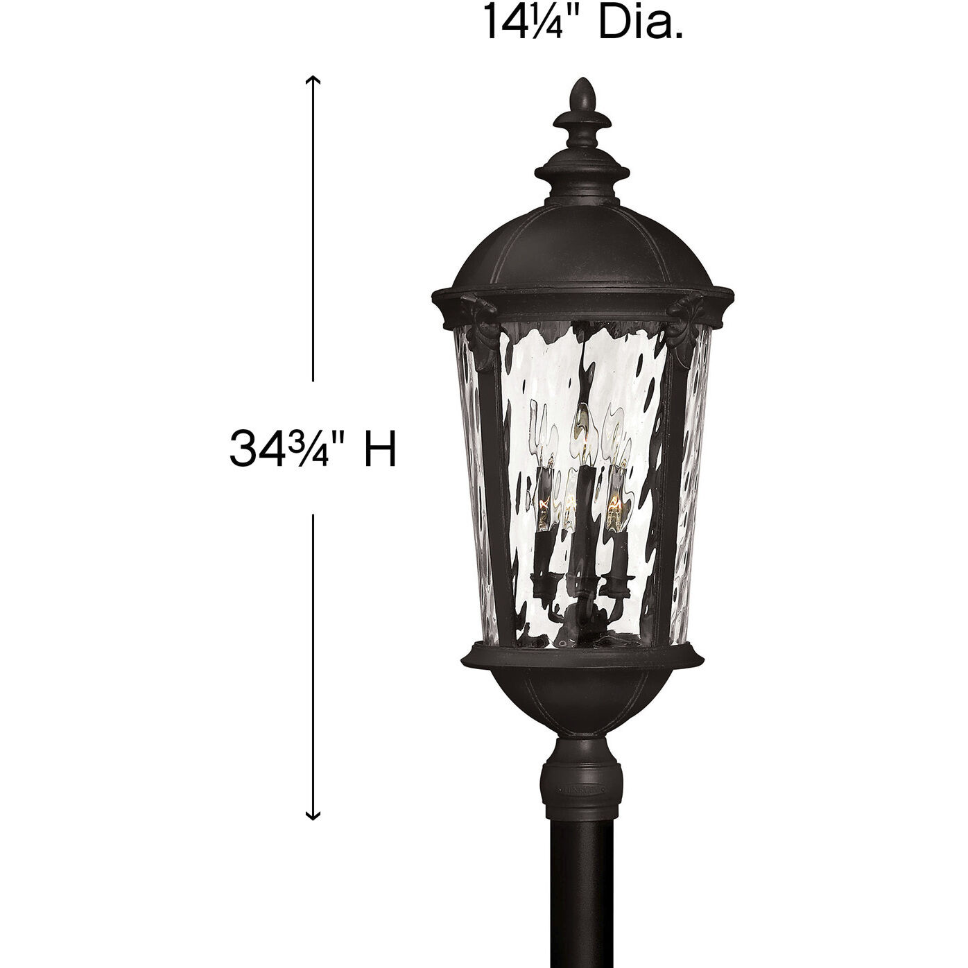 Estate Series Windsor 6 Light 34.75 inch Black Outdoor Post Mount Lantern, Extra Large