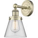 Cone Sconce Wall Light in Antique Brass, Clear