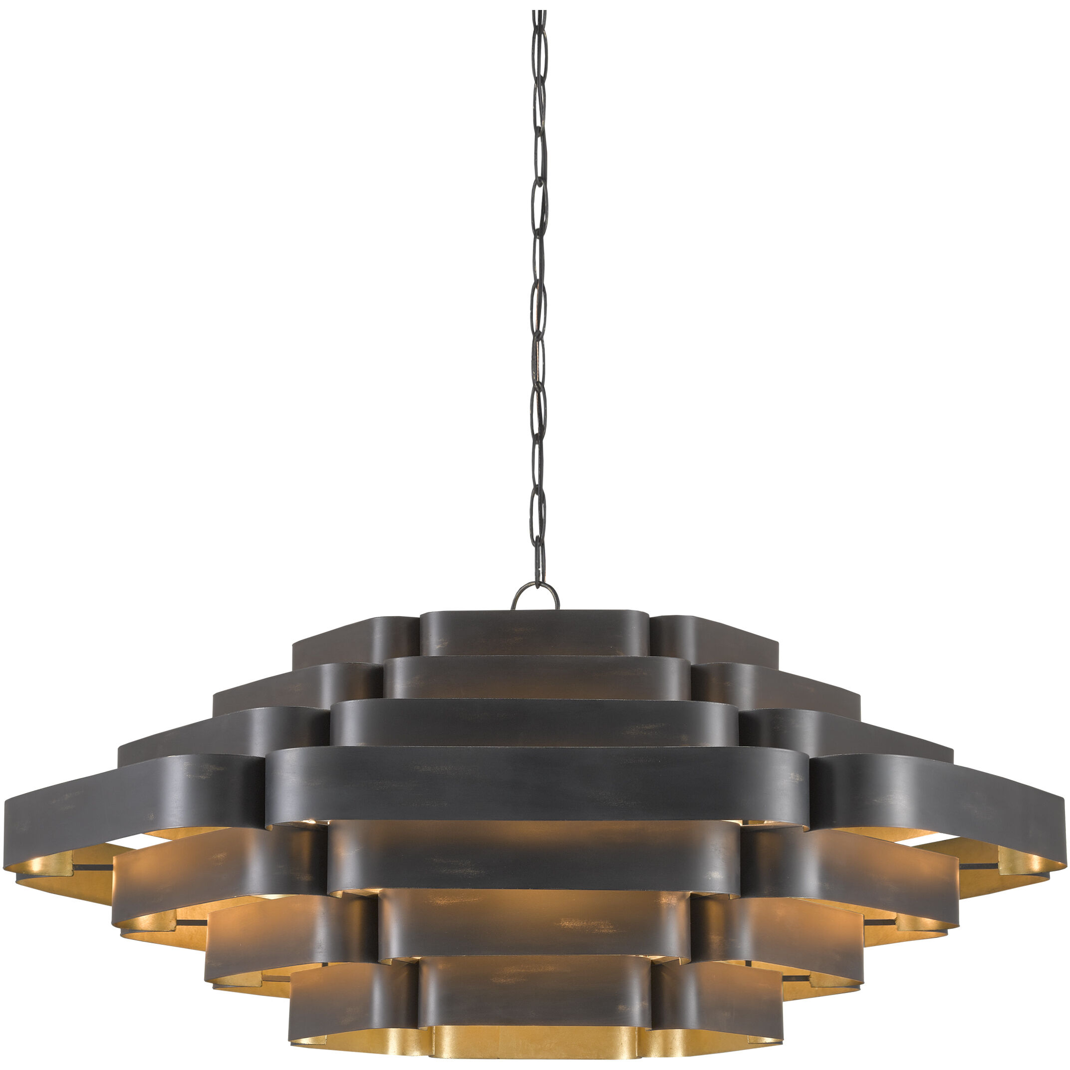 Bailey 6 Light 48 inch French Black/Contemporary Gold Leaf Chandelier Ceiling Light