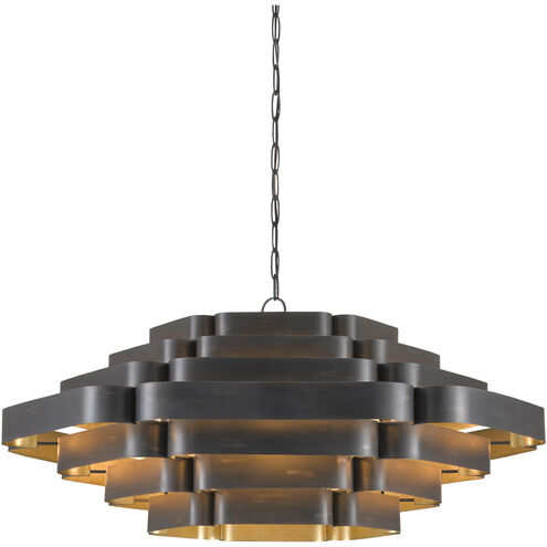 Bailey 6 Light 48 inch French Black/Contemporary Gold Leaf Chandelier Ceiling Light
