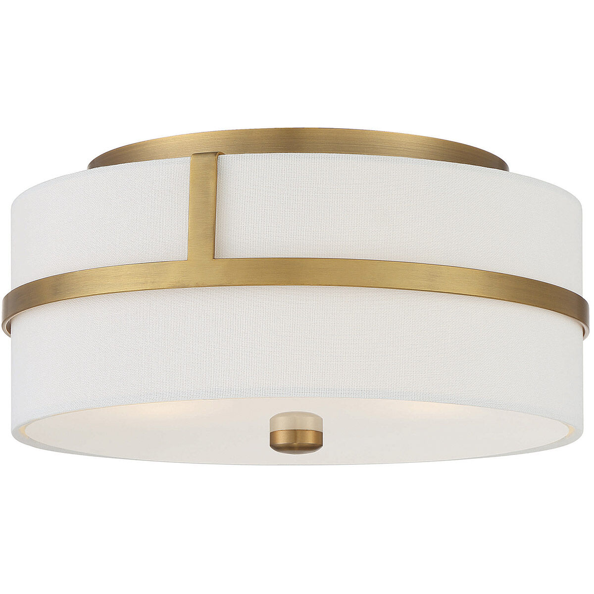 Contemporary 2 Light 13 inch Natural Brass Flush Mount Ceiling Light