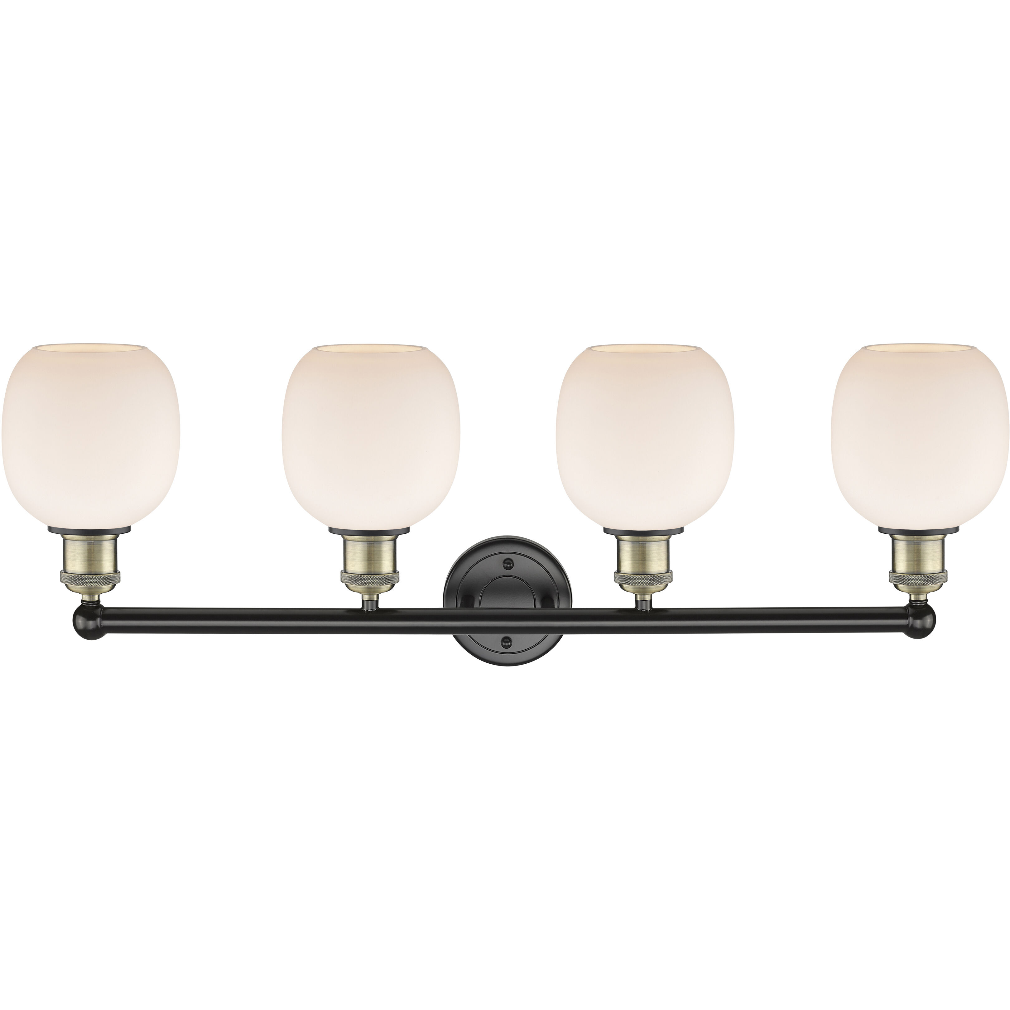 Belfast 4 Light 33 inch Black Antique Brass Bath Vanity Light Wall Light in Matte White