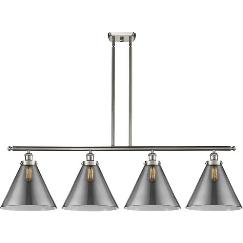 Ballston X-Large Cone LED 48 inch Brushed Satin Nickel Island Light Ceiling Light in Plated Smoke Glass