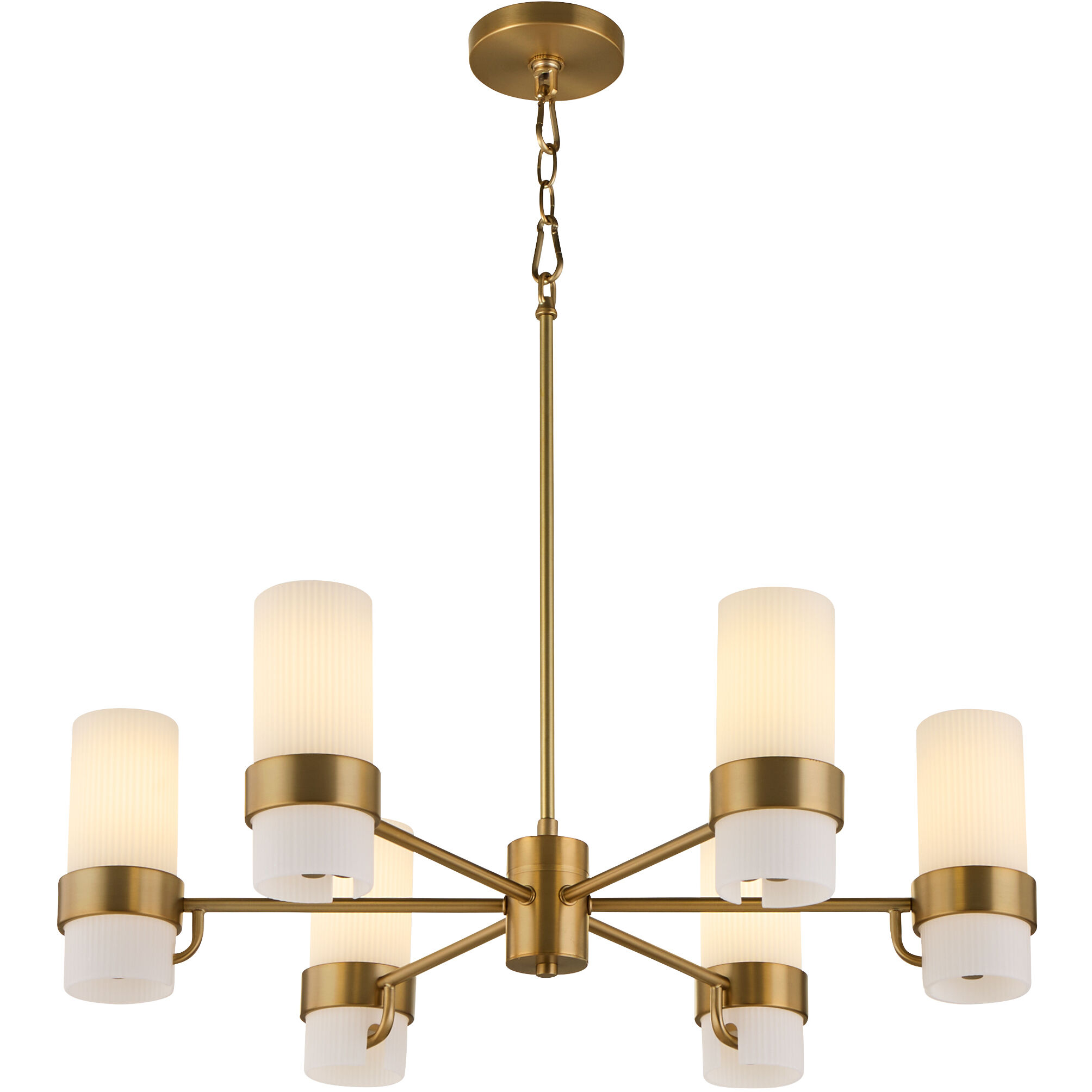 Sojourn 6 Light 28 inch Brushed Brass Chandelier Ceiling Light
