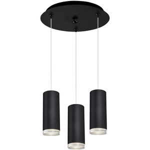 Cameo LED 11 inch Black Multi Pendant Ceiling Light in Clear Glass + Interior Opal Glass