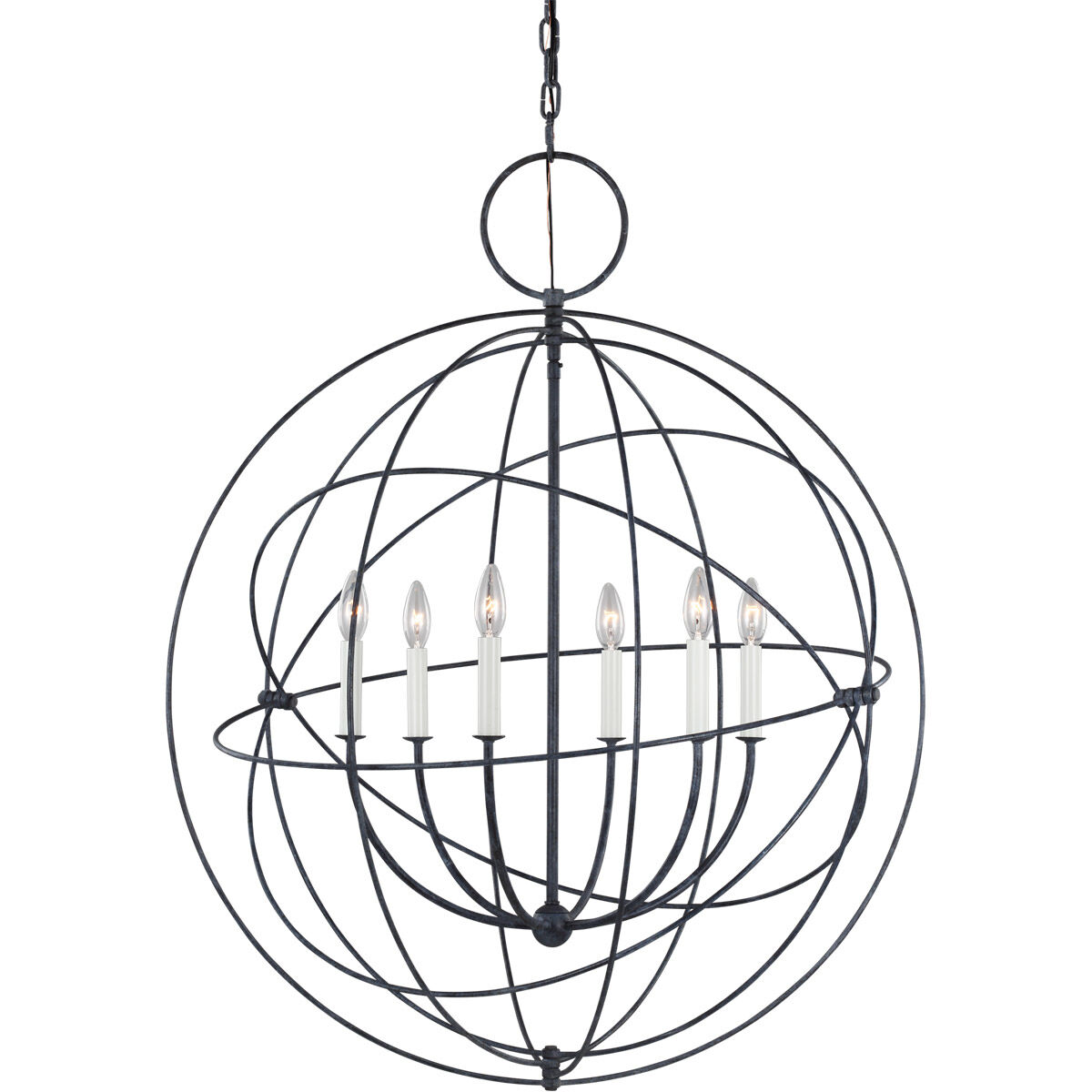 C&M by Chapman & Myers Bayberry 6 Light 31.88 inch Weathered Galvanized Pendant Ceiling Light