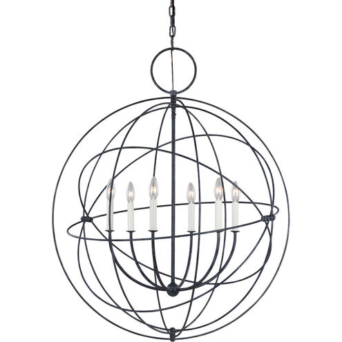 C&M by Chapman & Myers Bayberry 6 Light 31.88 inch Weathered Galvanized Pendant Ceiling Light