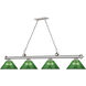Cordon 4 Light 81.25 inch Brushed Nickel Billiard Ceiling Light in Green Acrylic