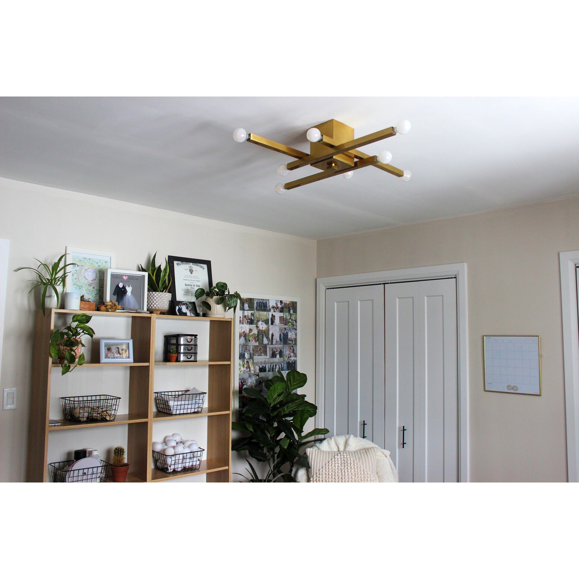 Dona LED 32 inch Aged Brass Flush Mount Ceiling Light