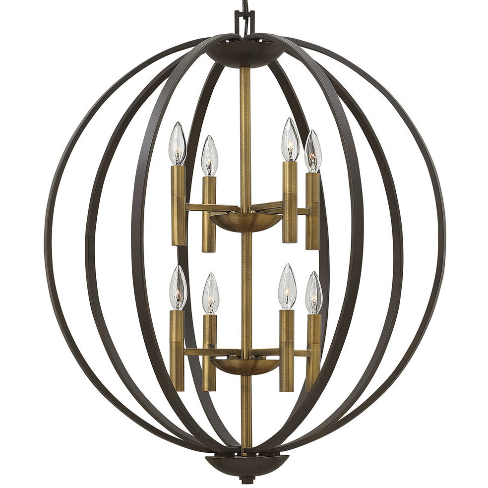 Euclid 8 Light 28.25 inch Spanish Bronze with Heirloom Brass Indoor Foyer Light Ceiling Light