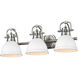 Duncan 3 Light 25 inch Pewter Bath Vanity Wall Light in Matte White