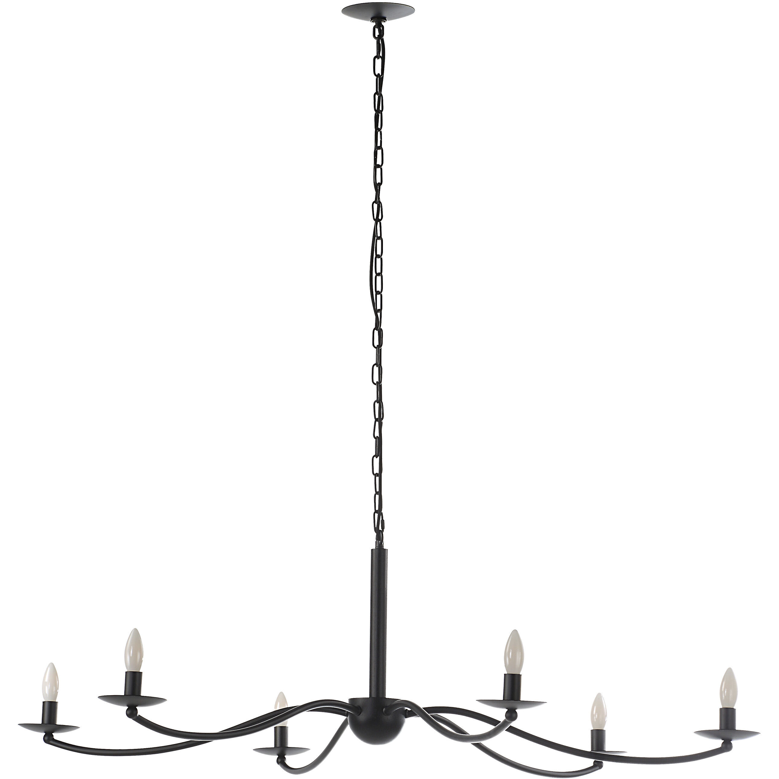Landen 6 Light 50 inch Powder Coated Matte Black Chandelier Ceiling Light