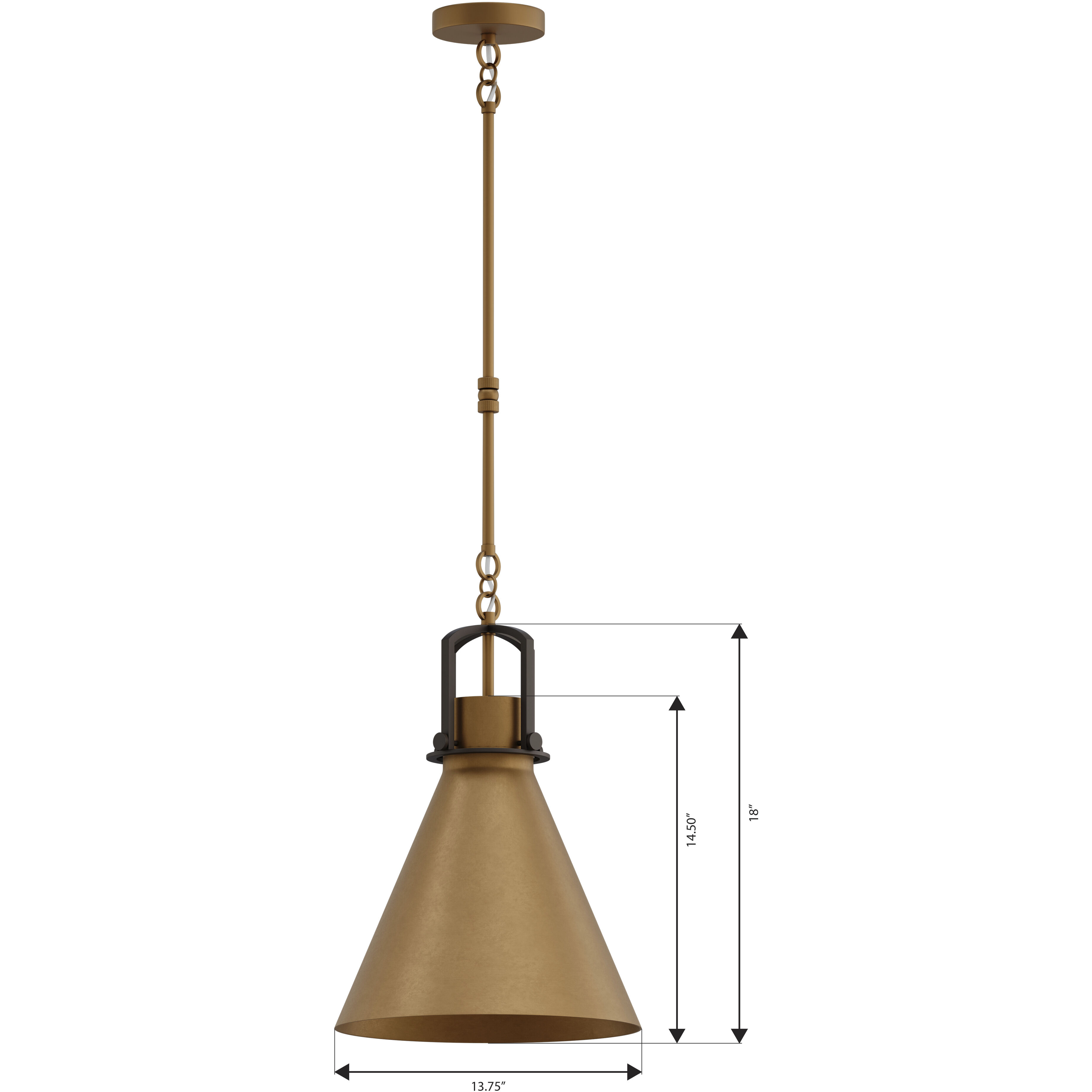 Fenric 1 Light 13.75 inch Legacy Brass and Dark Bronze Pendant Ceiling Light