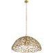 Lotus 3 Light 33 inch Antique Brass Pendant Ceiling Light