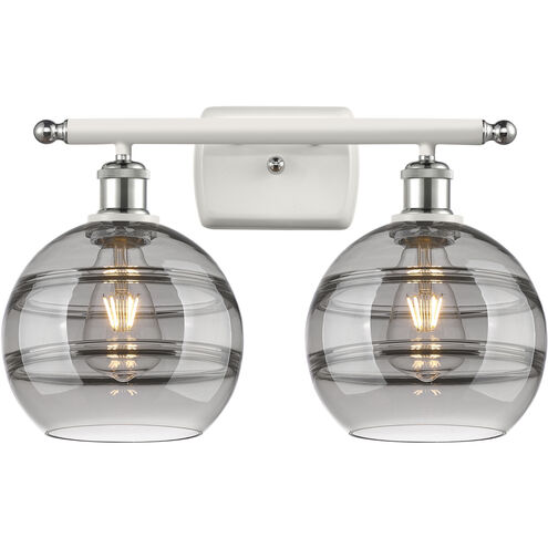 Ballston Rochester 2 Light 18 inch White Polished Chrome Bath Vanity Light Wall Light