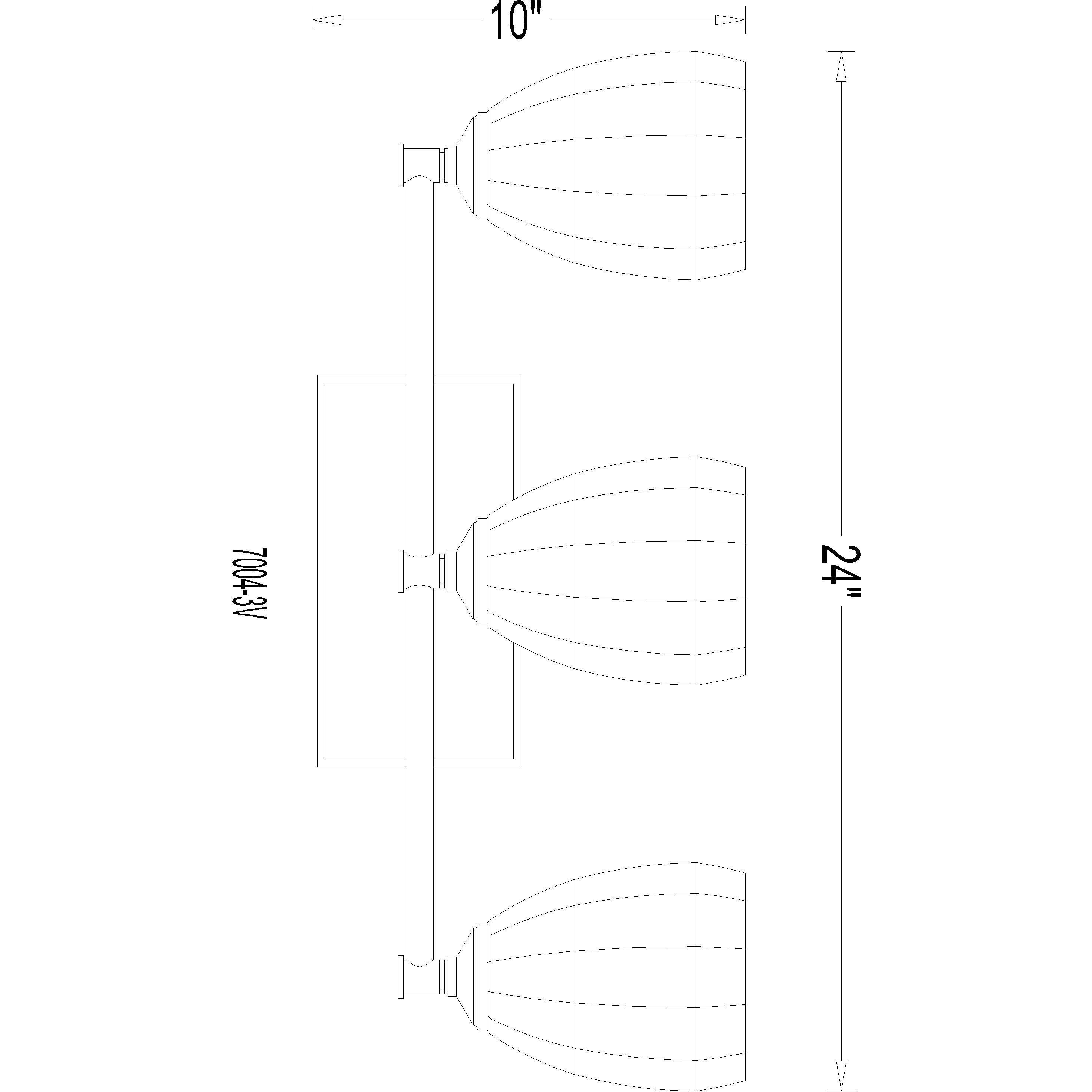 Oren 3 Light 24 inch Modern Gold Bath Vanity Light Wall Light
