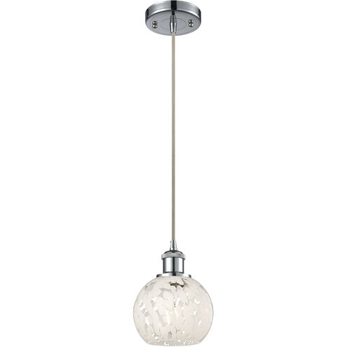 Ballston White Mouchette 1 Light 6 inch Polished Chrome Cord Hung Mini Pendant Ceiling Light