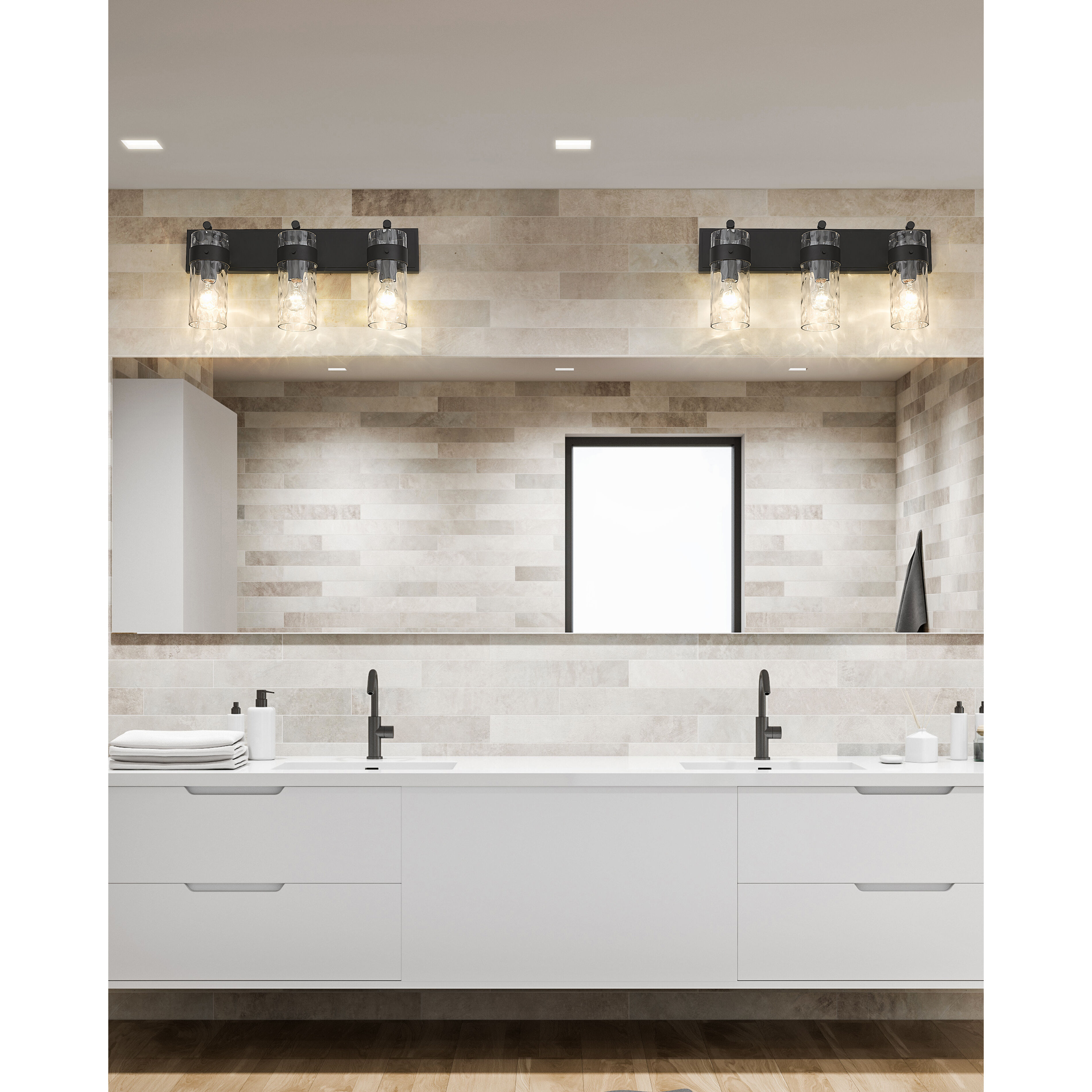 Fontaine 3 Light 24 inch Matte Black Vanity Wall Light