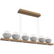 Cabochon LED 44 inch Novel Brass with White Marble Linear Chandelier Ceiling Light in 2700K LED, Opal White