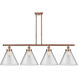Ballston X-Large Cone 4 Light 48 inch Antique Copper Island Light Ceiling Light in Clear Glass
