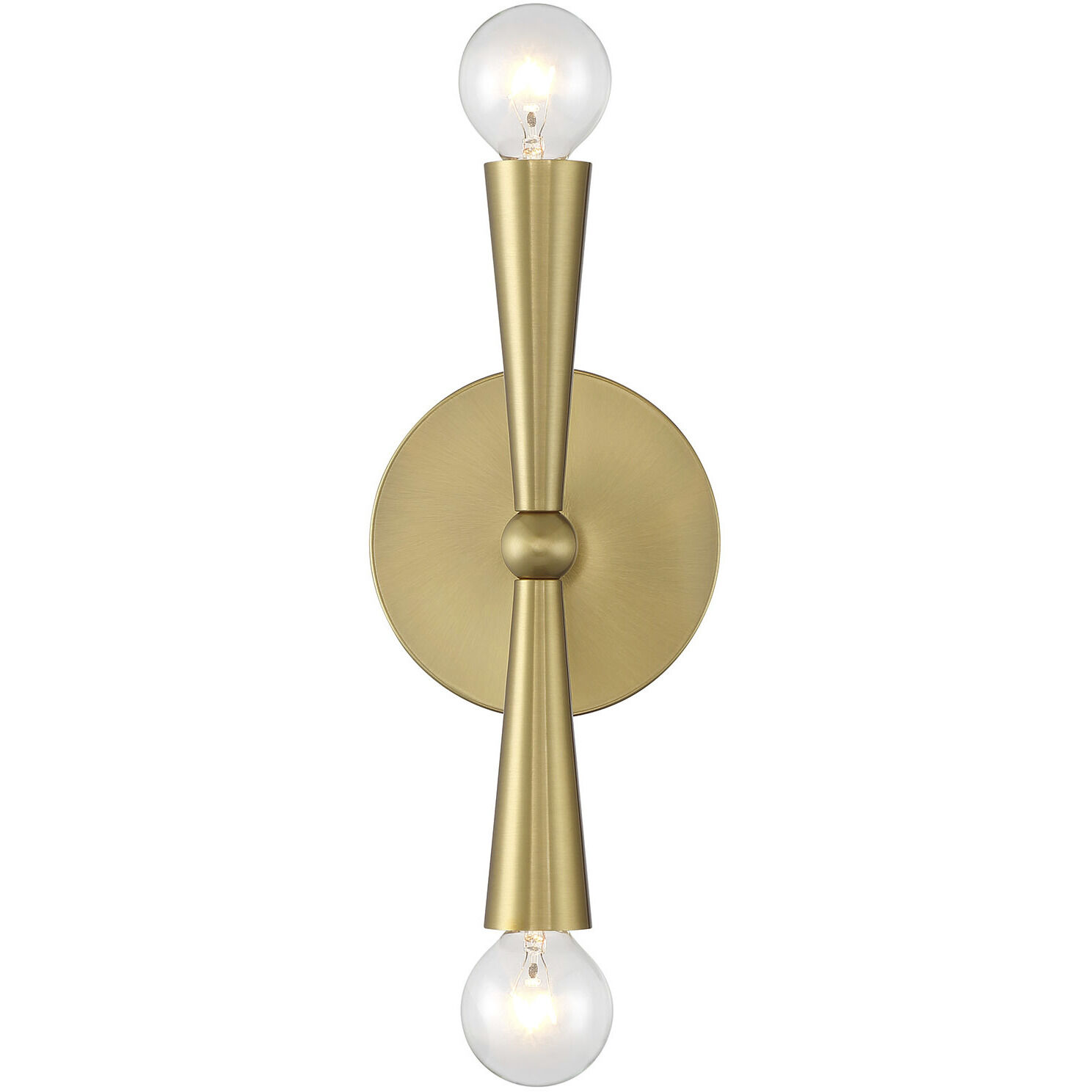 Contemporary 2 Light 4.75 inch Natural Brass Wall Sconce Wall Light