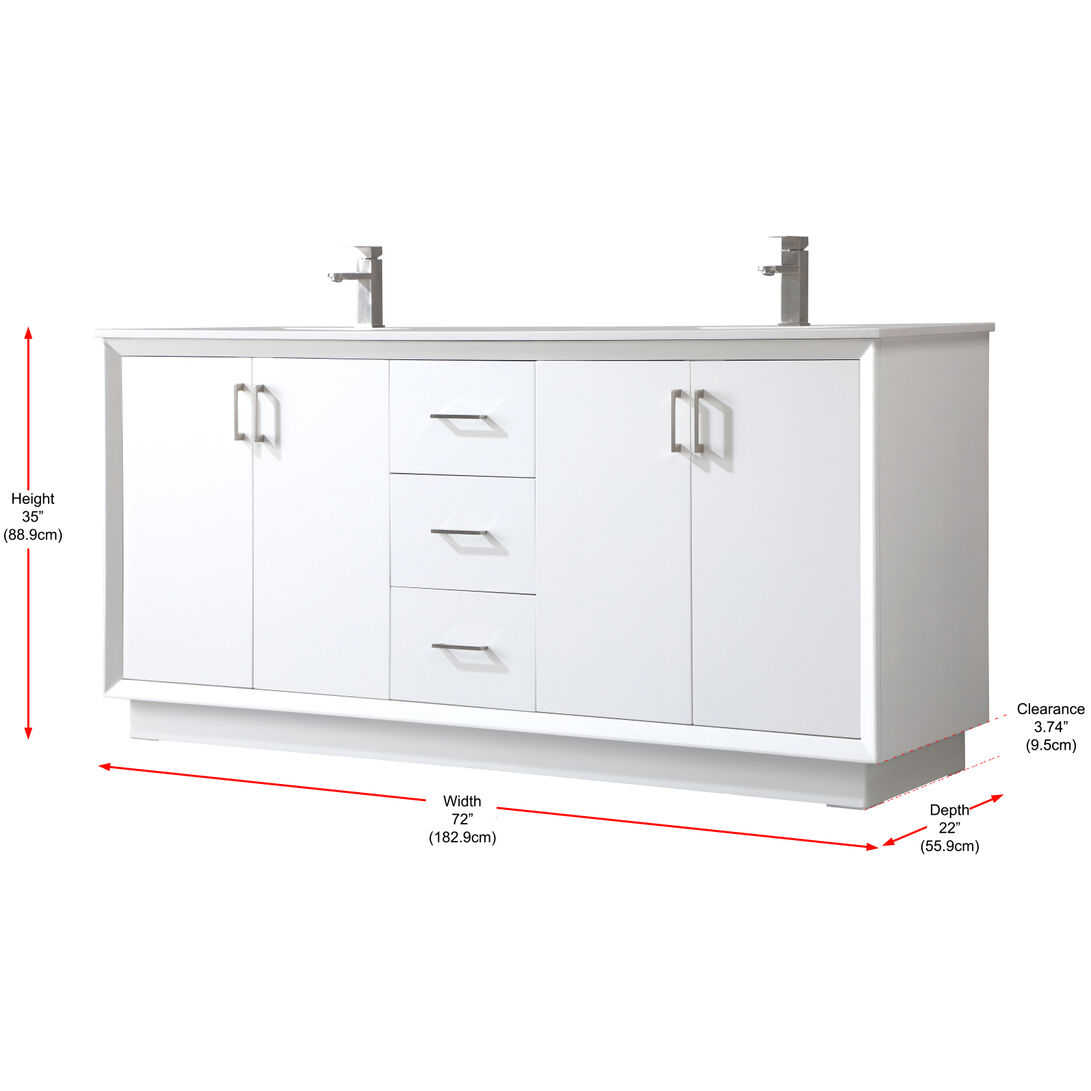 Hayes 72 X 22 X 35 inch White Vanity Sink Set