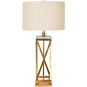 Aria 35 inch 150 watt Gold Leaf and Clear Table Lamp Portable Light