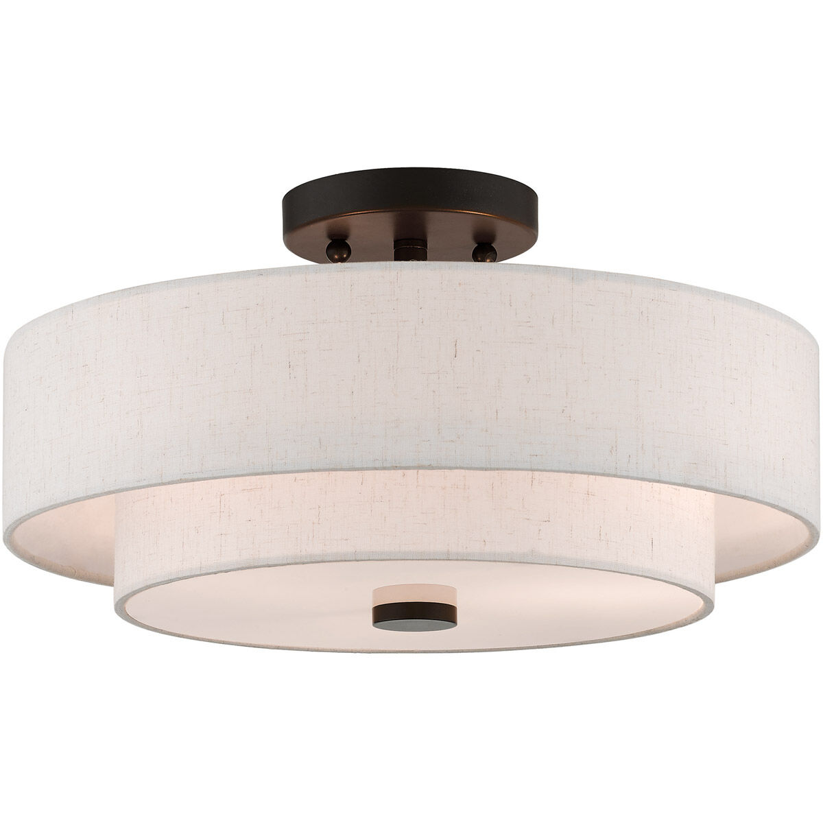 Claremont 3 Light 15 inch English Bronze Semi-Flush Mount Ceiling Light