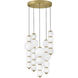 Lisa McDennon Trigo LED 20 inch Lacquered Brass Chandelier Ceiling Light, Multi Tier