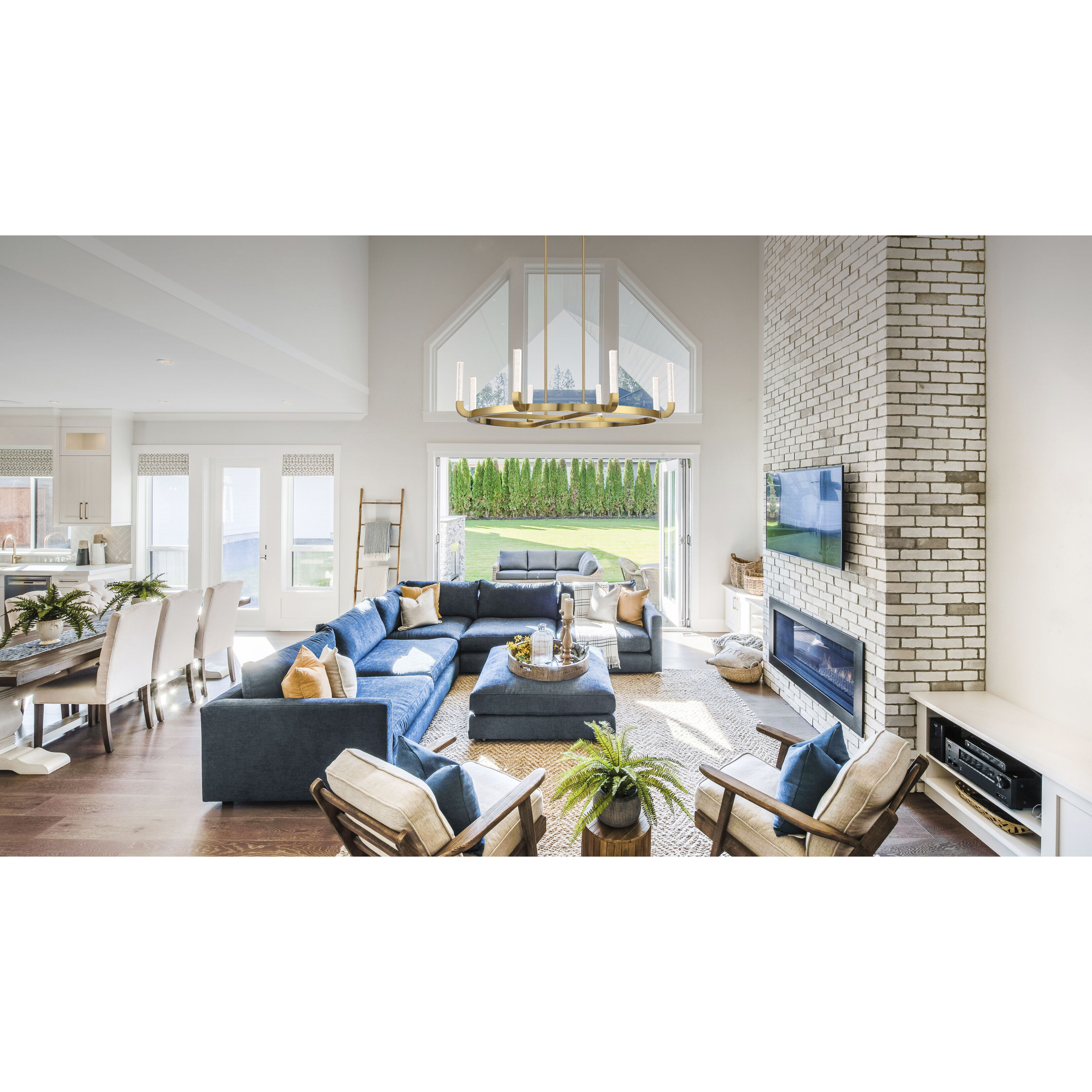 Del Mar LED 48 inch Warm Brass Chandelier Ceiling Light