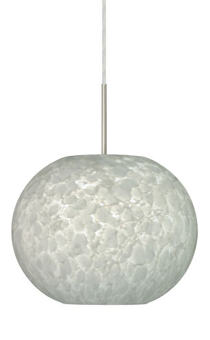 Luna 1 Light Satin Nickel Pendant Ceiling Light in Carrera Glass, Incandescent